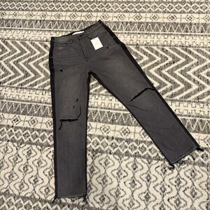 Hidden Tracey High Rise Straight Distressed‎ Jeans Gray Black NWT Size 24